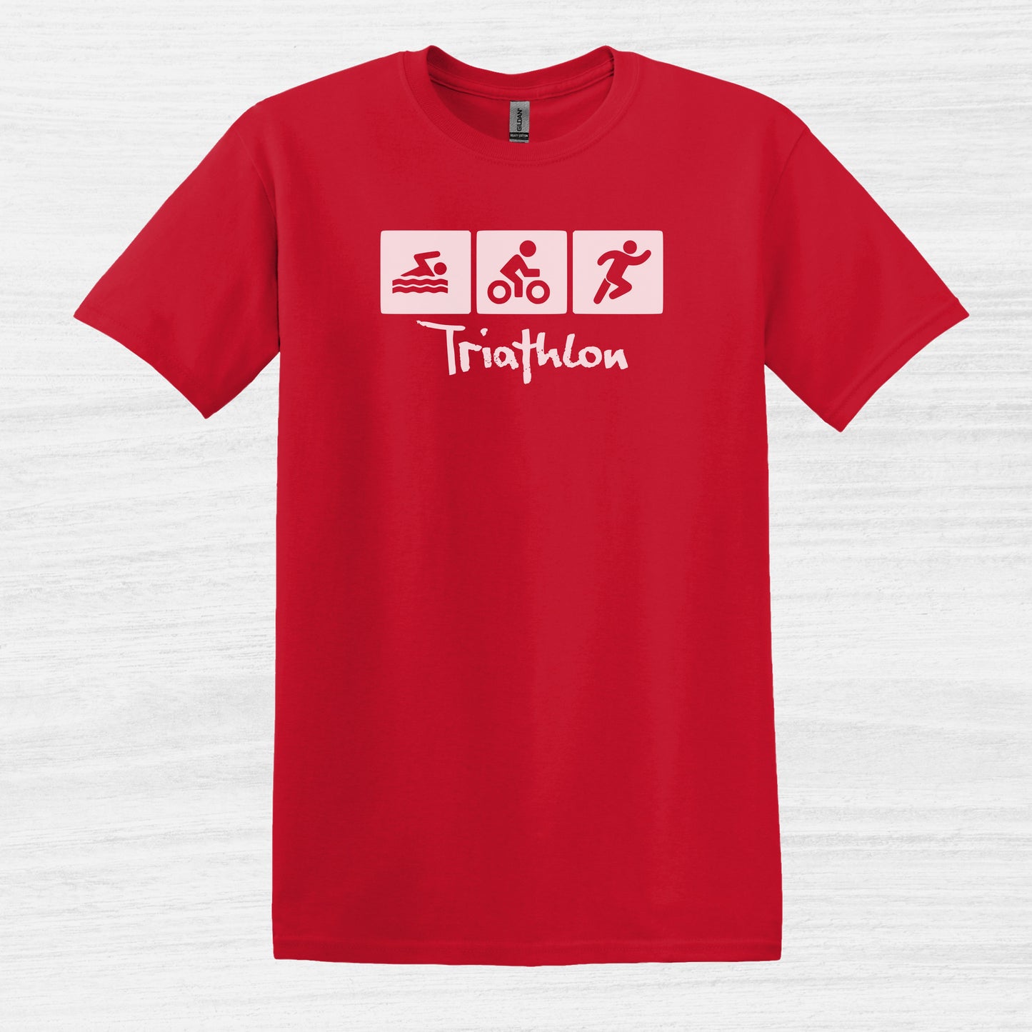 Bike Bliss Swim Bike Run Icons Triathlon T-Shirt for men Red 2