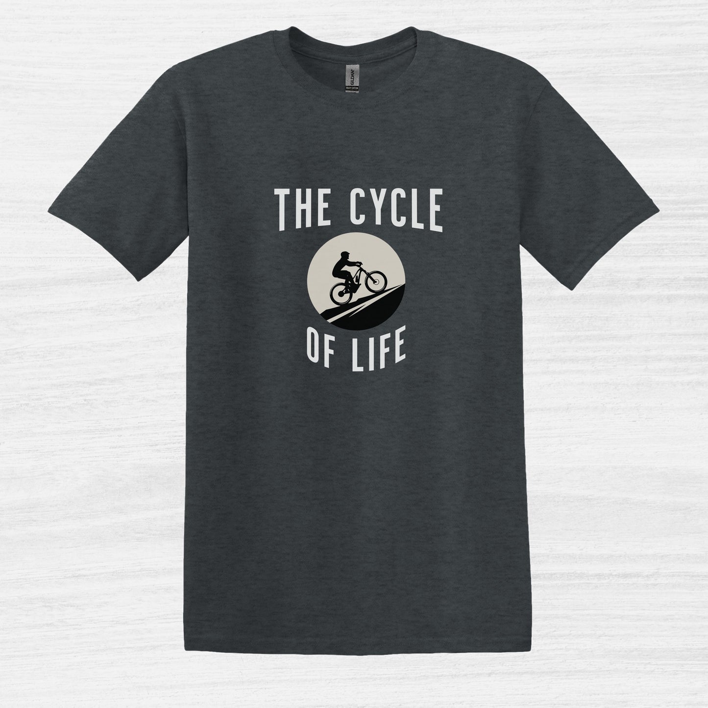 Bike Bliss The Cycle of Life Bike T-Shirt for men Dark Heather 2