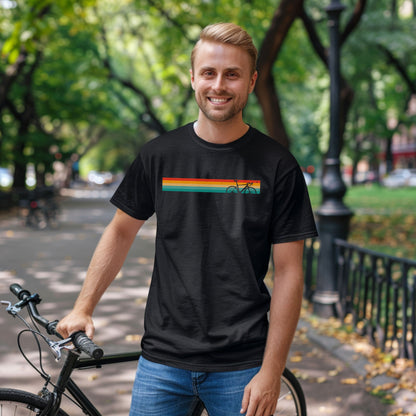 Bike Bliss Vintage Rainbow Colors Bicycle Graphic T-Shirt for men Model 2