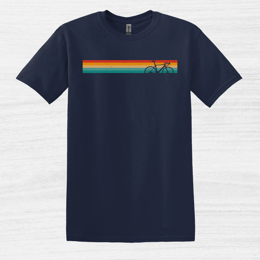Bike Bliss Vintage Rainbow Colors Bicycle Graphic T-Shirt for men Navy 2