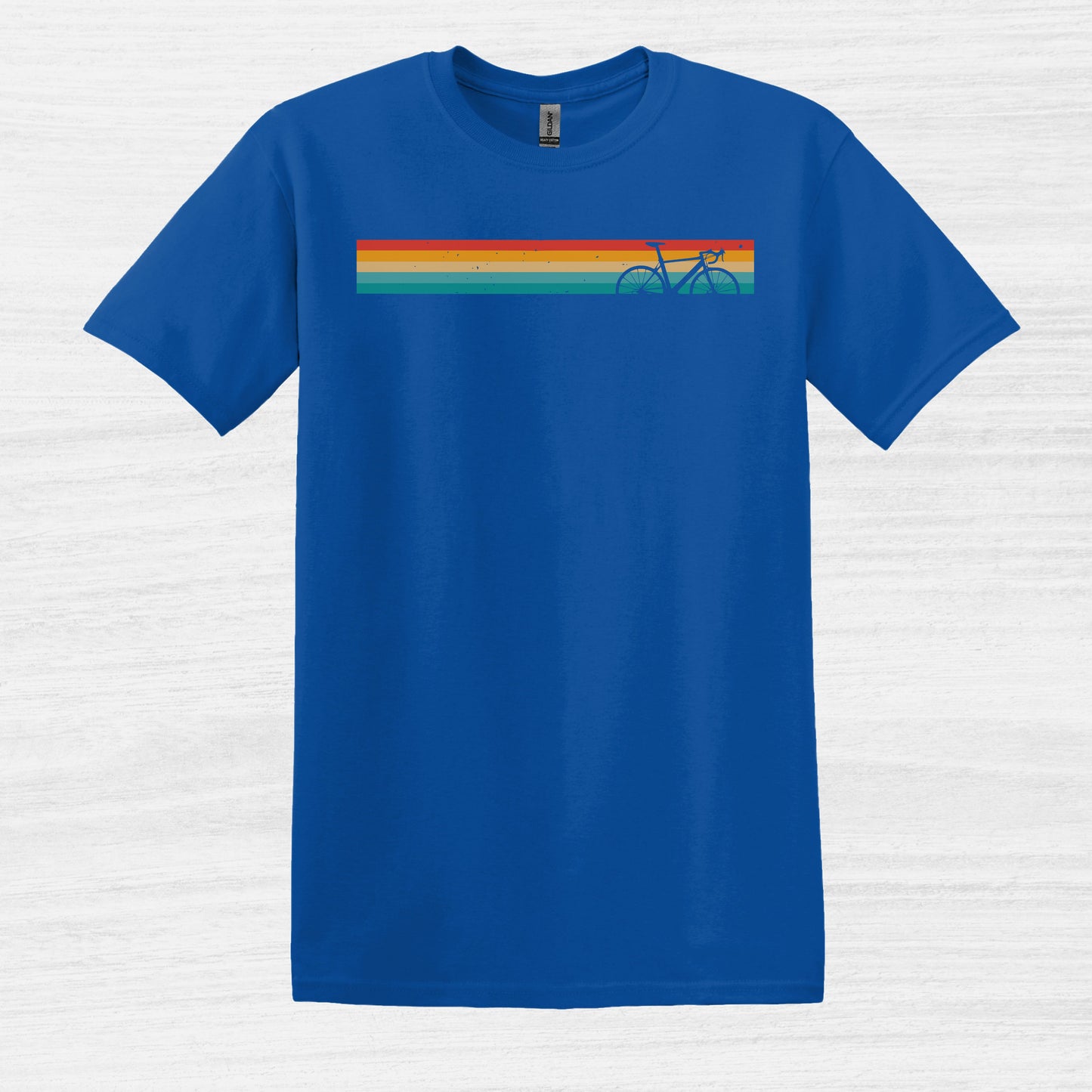 Bike Bliss Vintage Rainbow Colors Bicycle Graphic T-Shirt for men Royal Blue 2