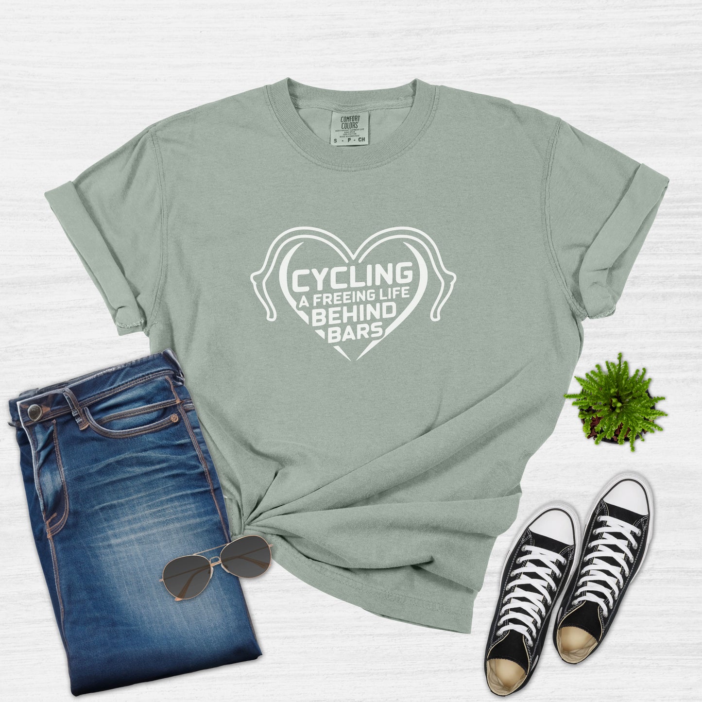 Cycling Heartbeat Life Behind Bars Graphic T-Shirt for Women