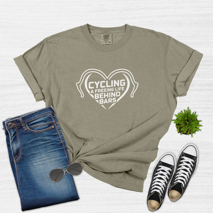 Cycling Heartbeat Life Behind Bars Graphic T-Shirt for Women