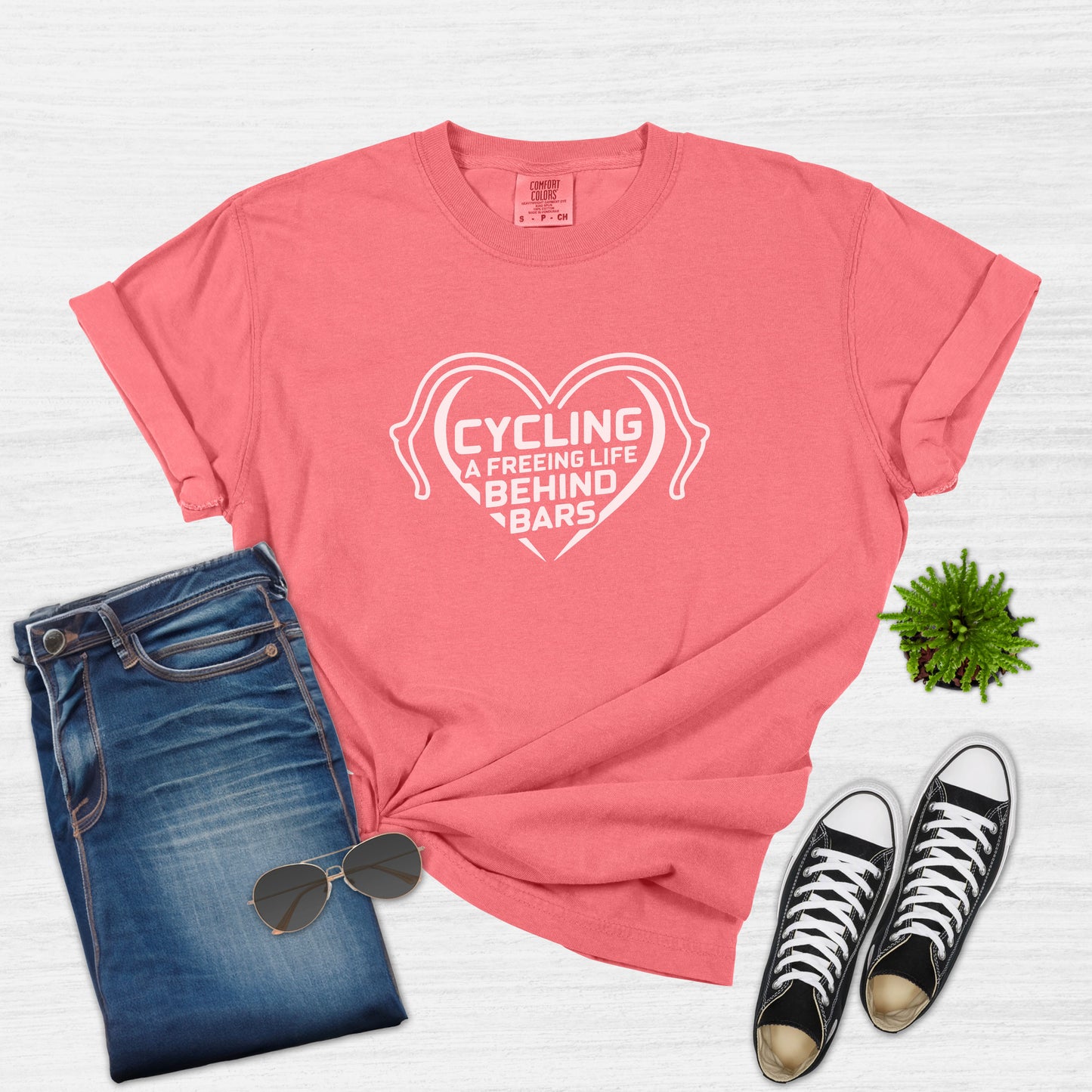 Cycling Heartbeat Life Behind Bars Graphic T-Shirt for Women