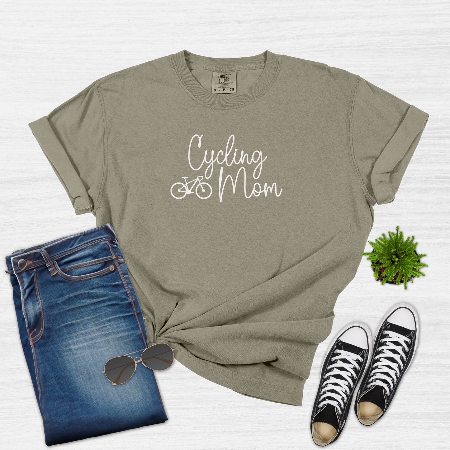 Cycling Mom and Bike T-Shirt for Women