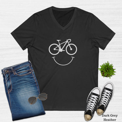 Happy Face Bike Smile V-Neck T-Shirt