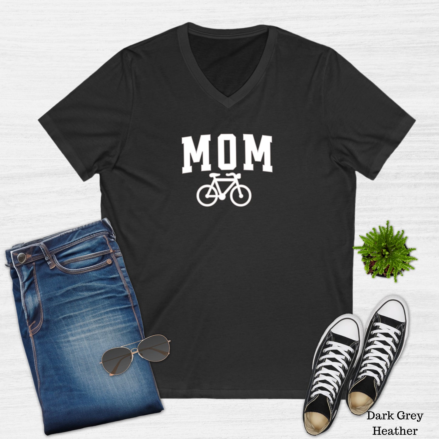 Mom Bicycle V-Neck T-Shirt