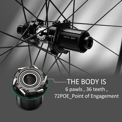 ELITEWHEELS Carbon Wheelset 700c Disc Brake UD Matte Carbon Fiber Road Bicycle Wheels 30/38/50/55/60/82mm 6