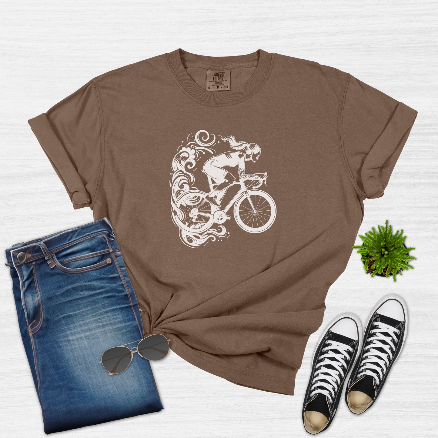 Camiseta elegante para ciclista con remolinos para mujer