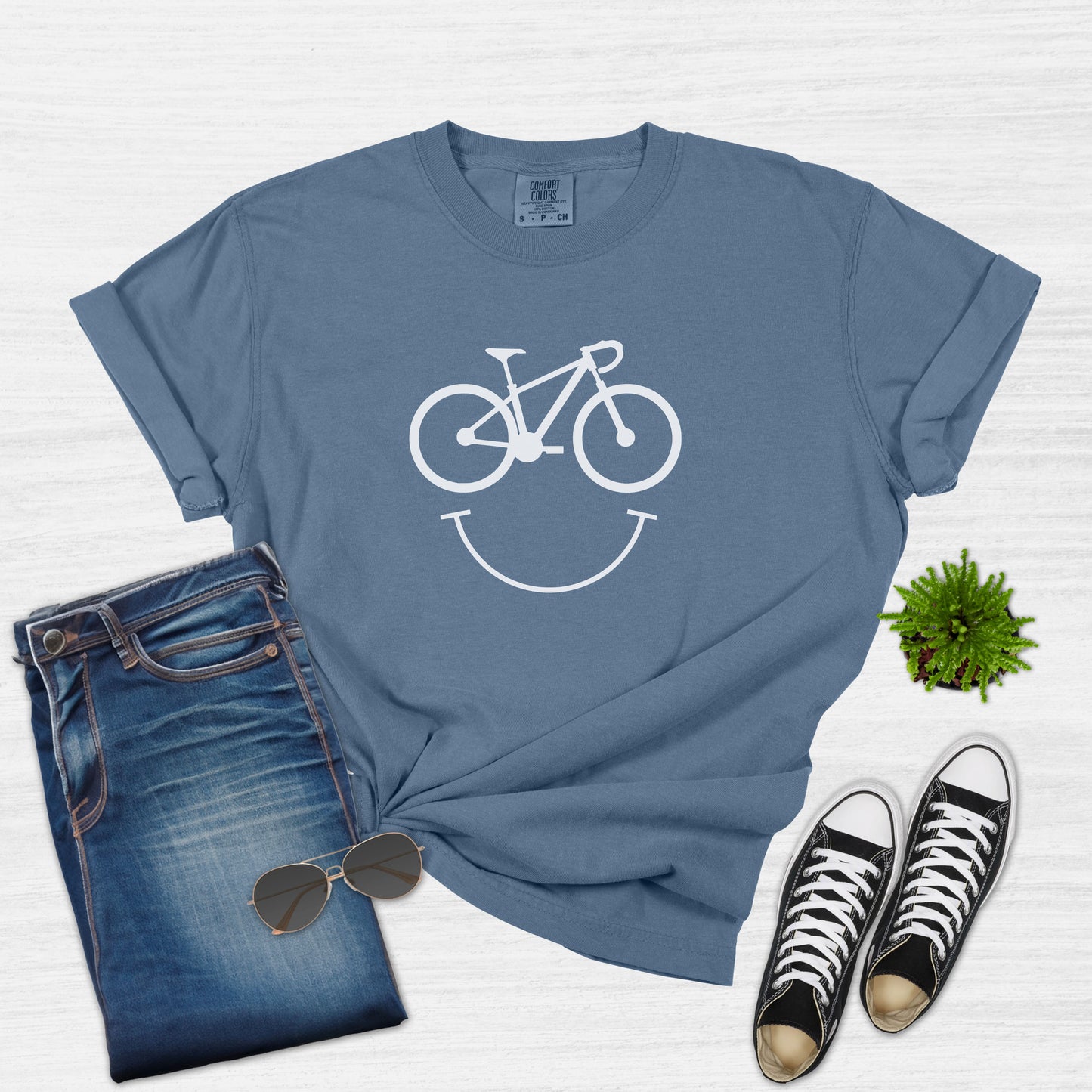 Funny Bike Happy Face T-Shirt for Women