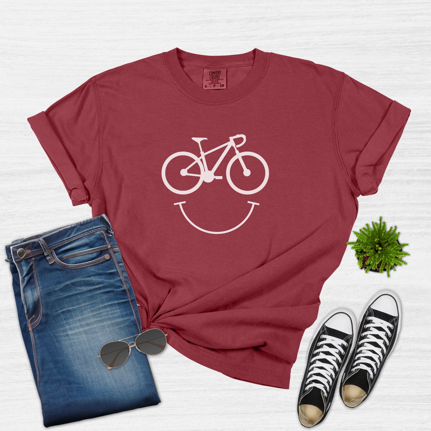 Funny Bike Happy Face T-Shirt for Women