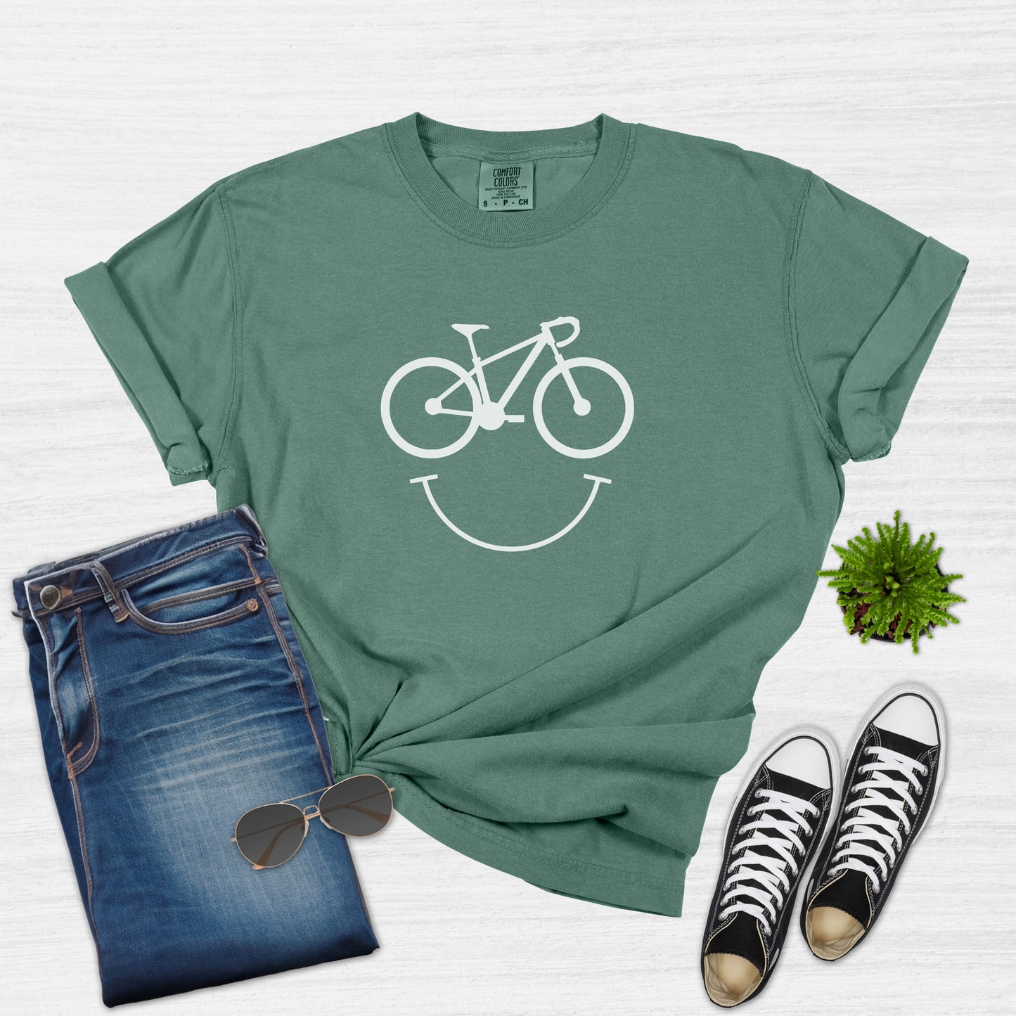 Funny Bike Happy Face T-Shirt for Women