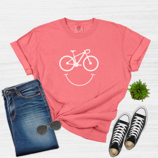 Funny Bike Happy Face T-Shirt for Women