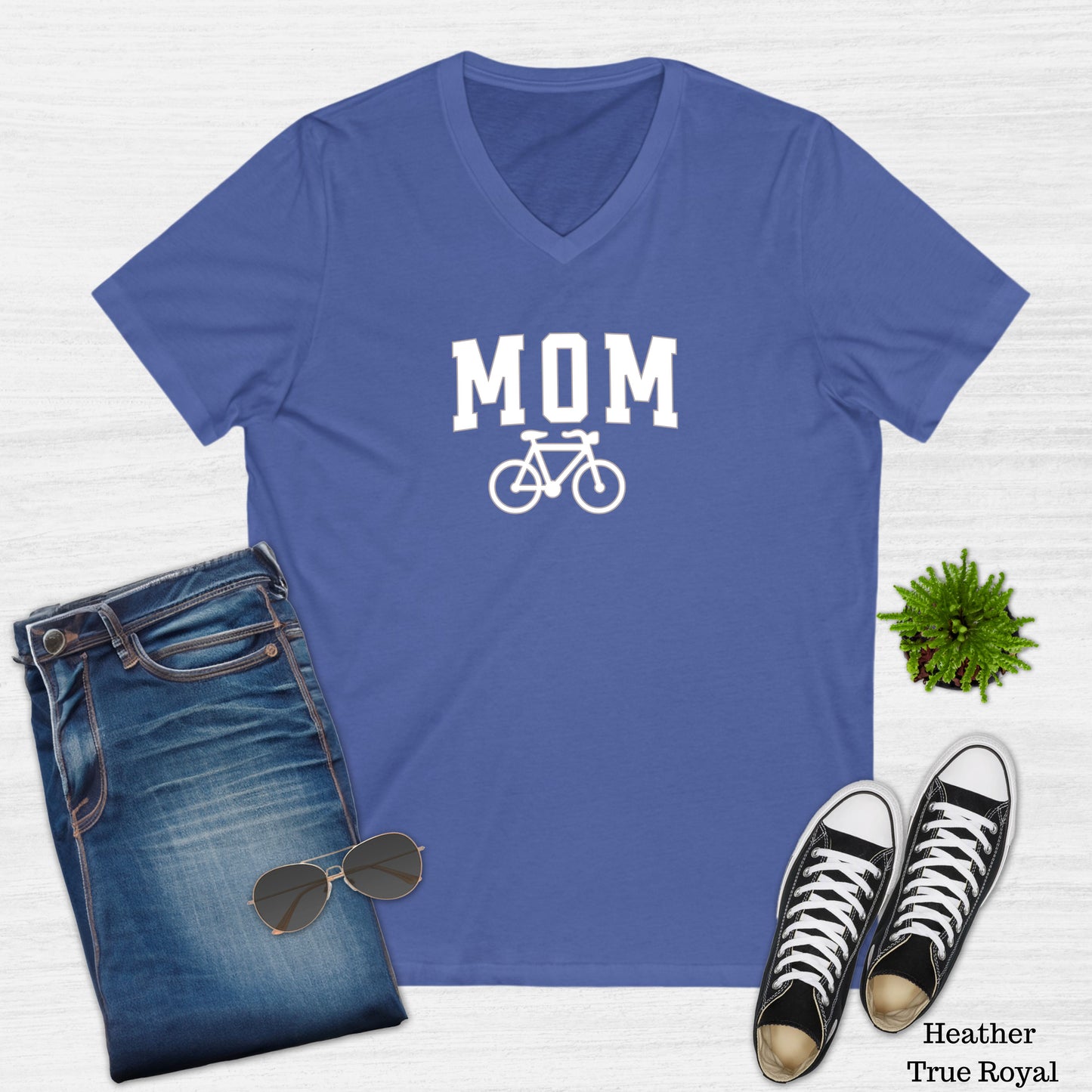 Mom Bicycle V-Neck T-Shirt