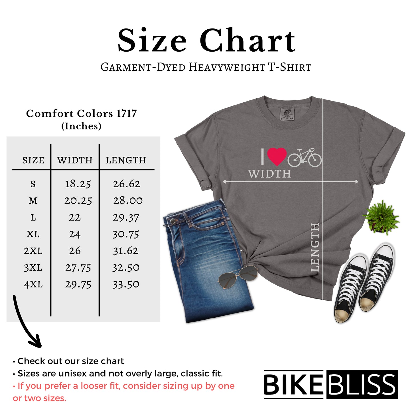 I Love Cycling Bike and Heart Graphic T-Shirt for Women