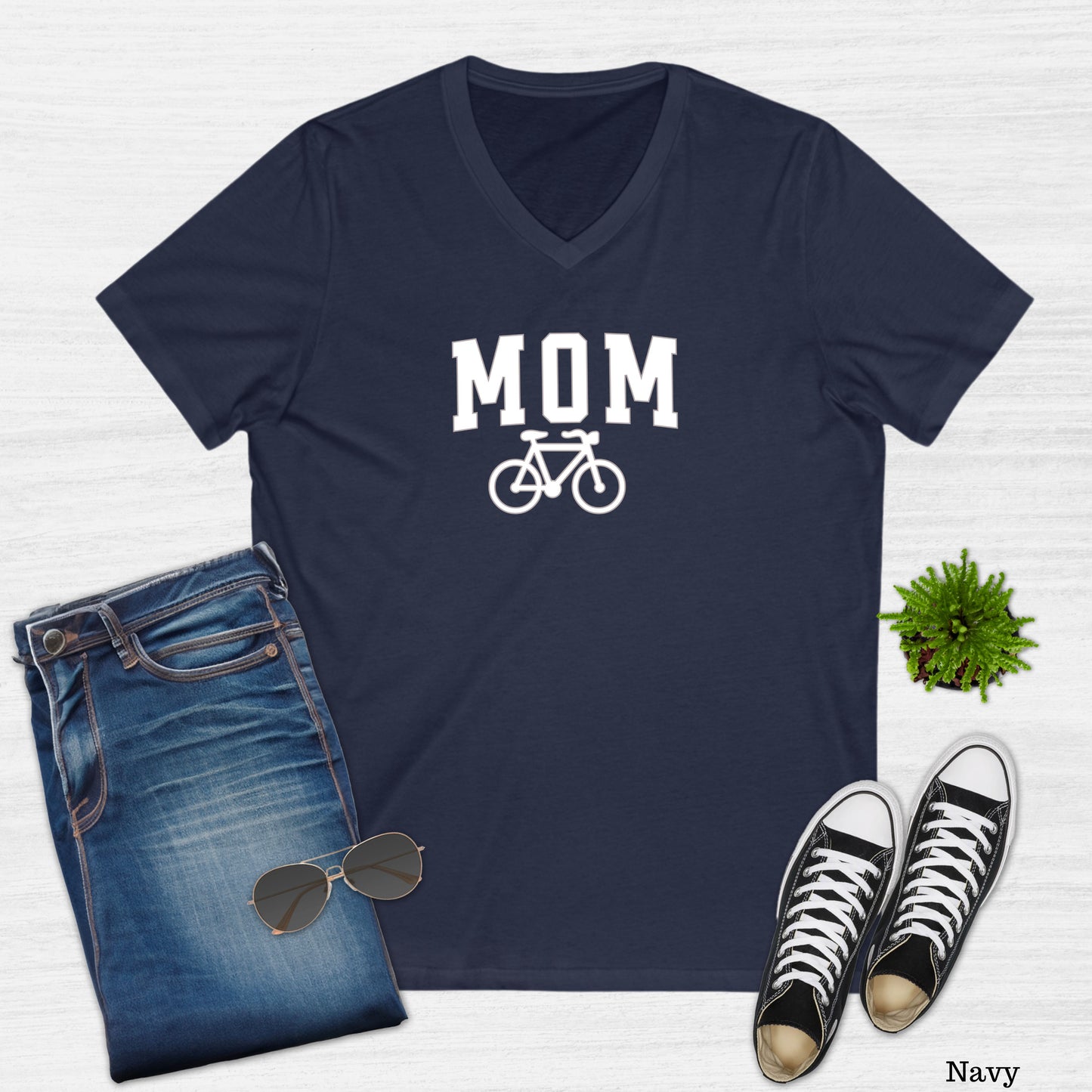 Mom Bicycle V-Neck T-Shirt