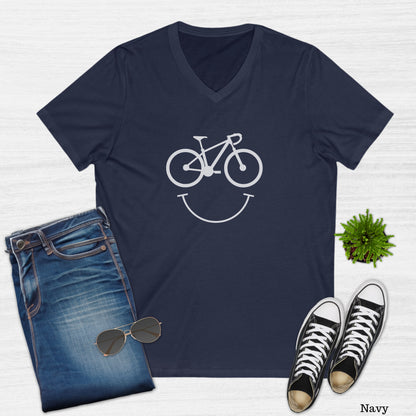 Happy Face Bike Smile V-Neck T-Shirt