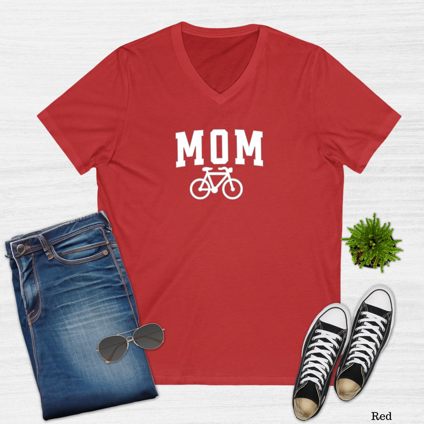 Mom Bicycle V-Neck T-Shirt