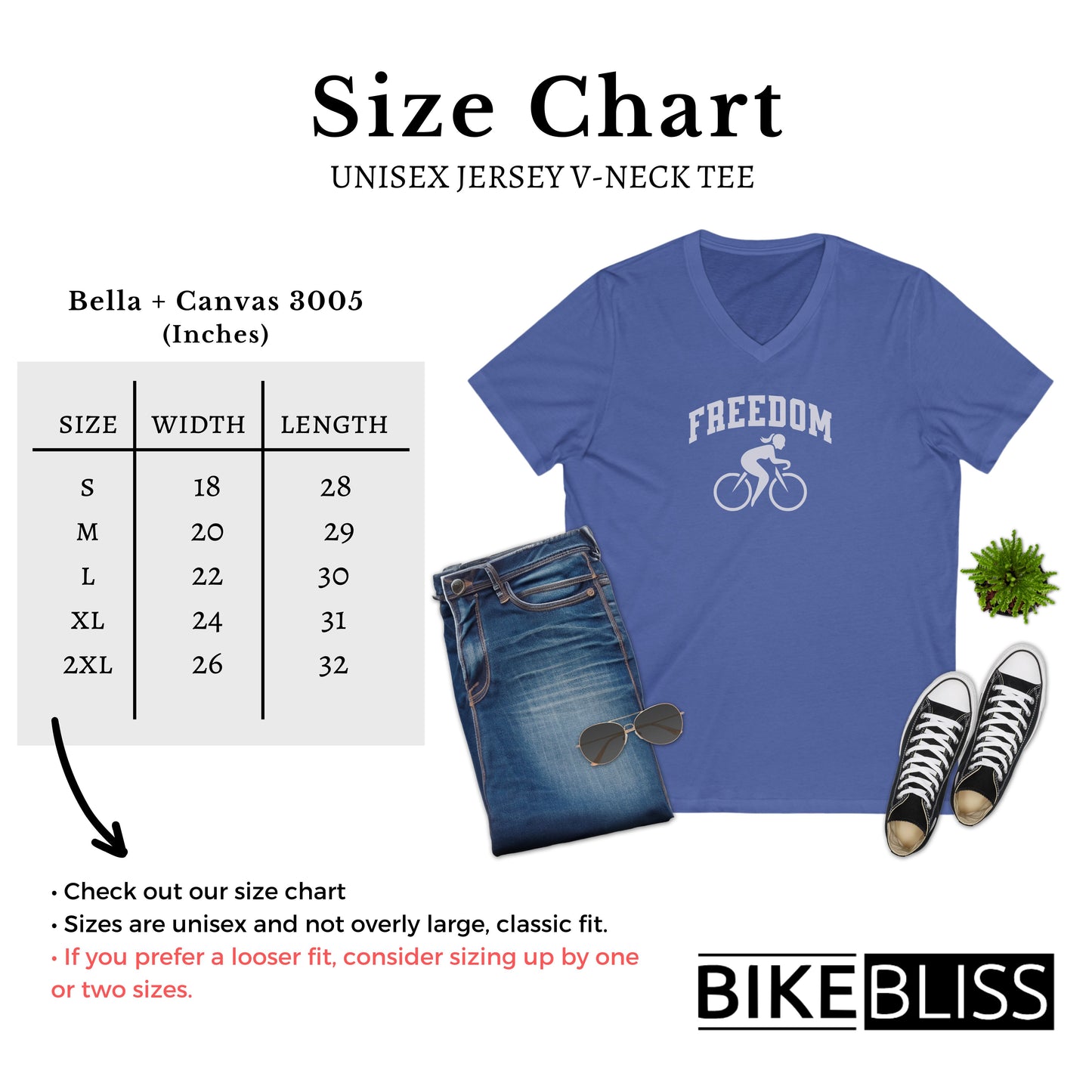 Women's Freedom Bike Graphic V-Neck T-Shirt