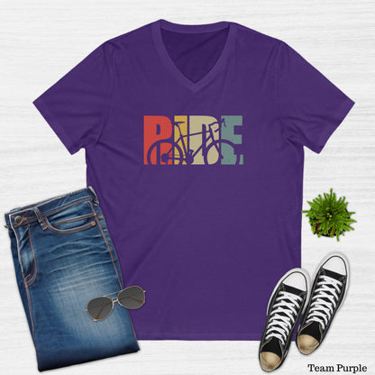 Retro Colors Bike V-Neck T-Shirt for Women