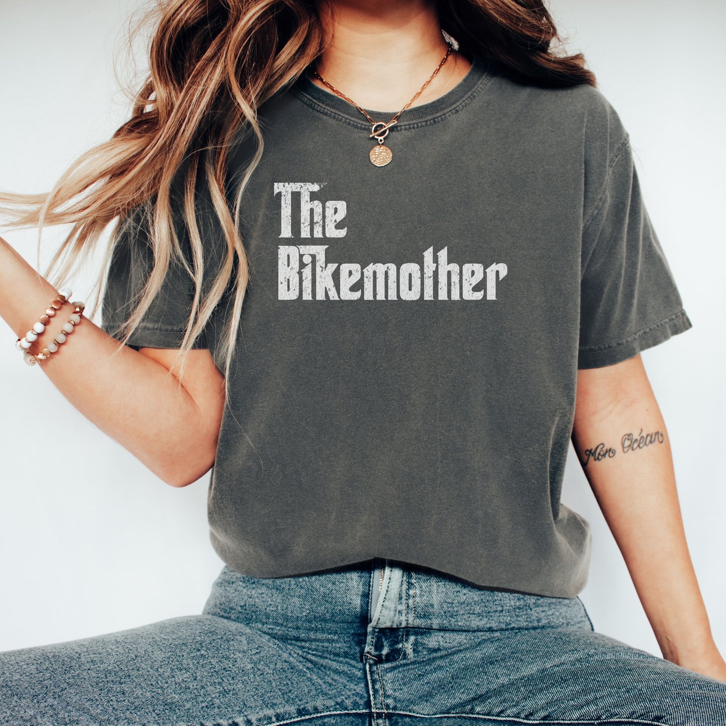 The Bikemother Funny Cycling Mom T-Shirt for Women