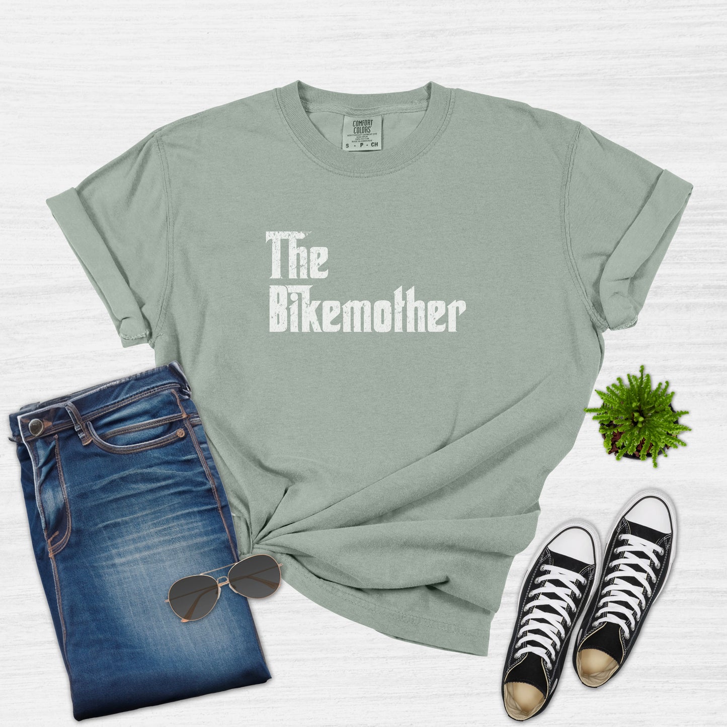 The Bikemother Funny Cycling Mom T-Shirt for Women