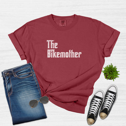 The Bikemother Funny Cycling Mom T-Shirt for Women