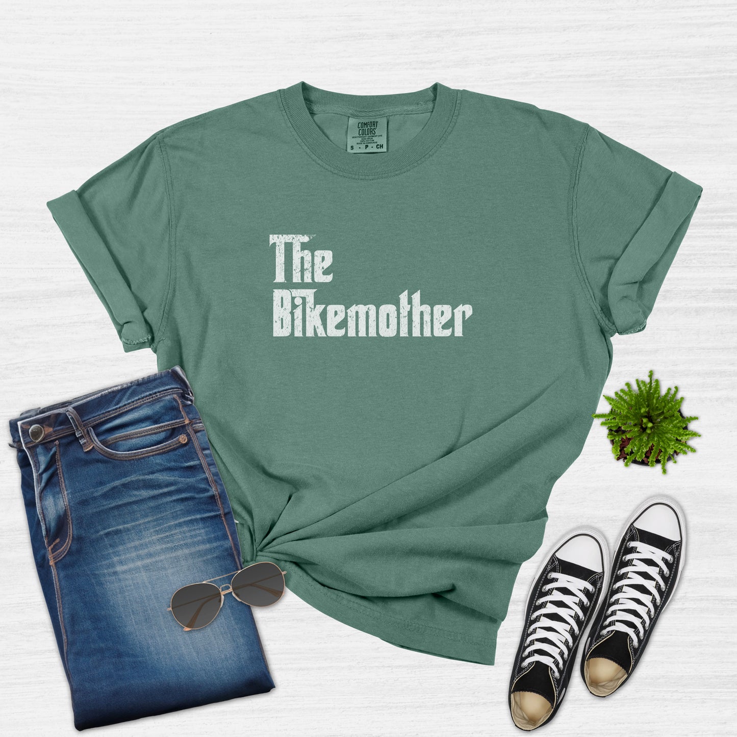 The Bikemother Funny Cycling Mom T-Shirt for Women