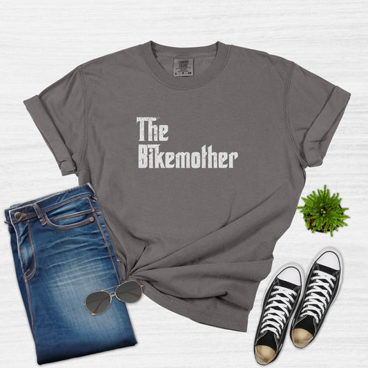 The Bikemother Funny Cycling Mom T-Shirt for Women