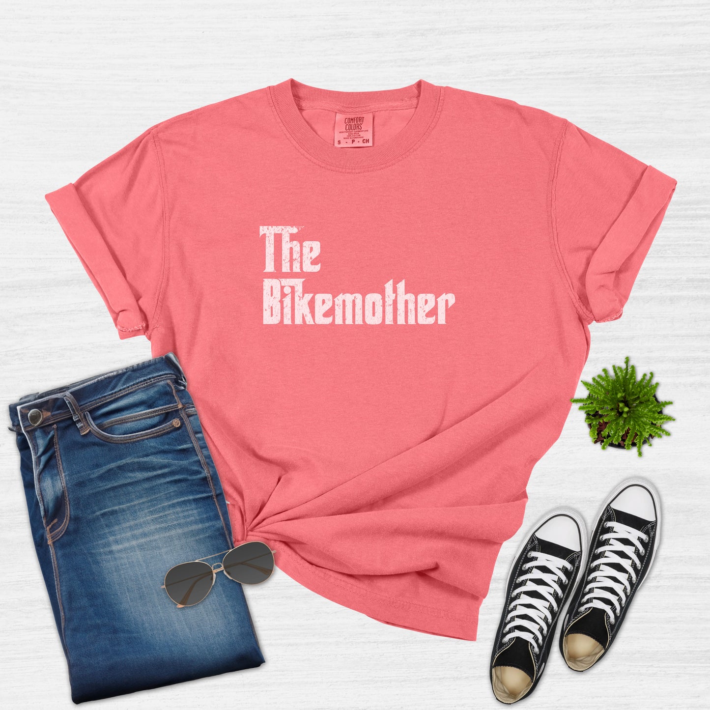 The Bikemother Funny Cycling Mom T-Shirt for Women