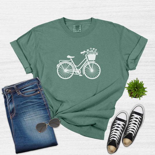 Women's Cycling T-Shirt With Floral Bike Print