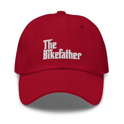 The Bikefather funny cap hat Fathers Day gift for Cycling dads bike lovers  embroidered  red