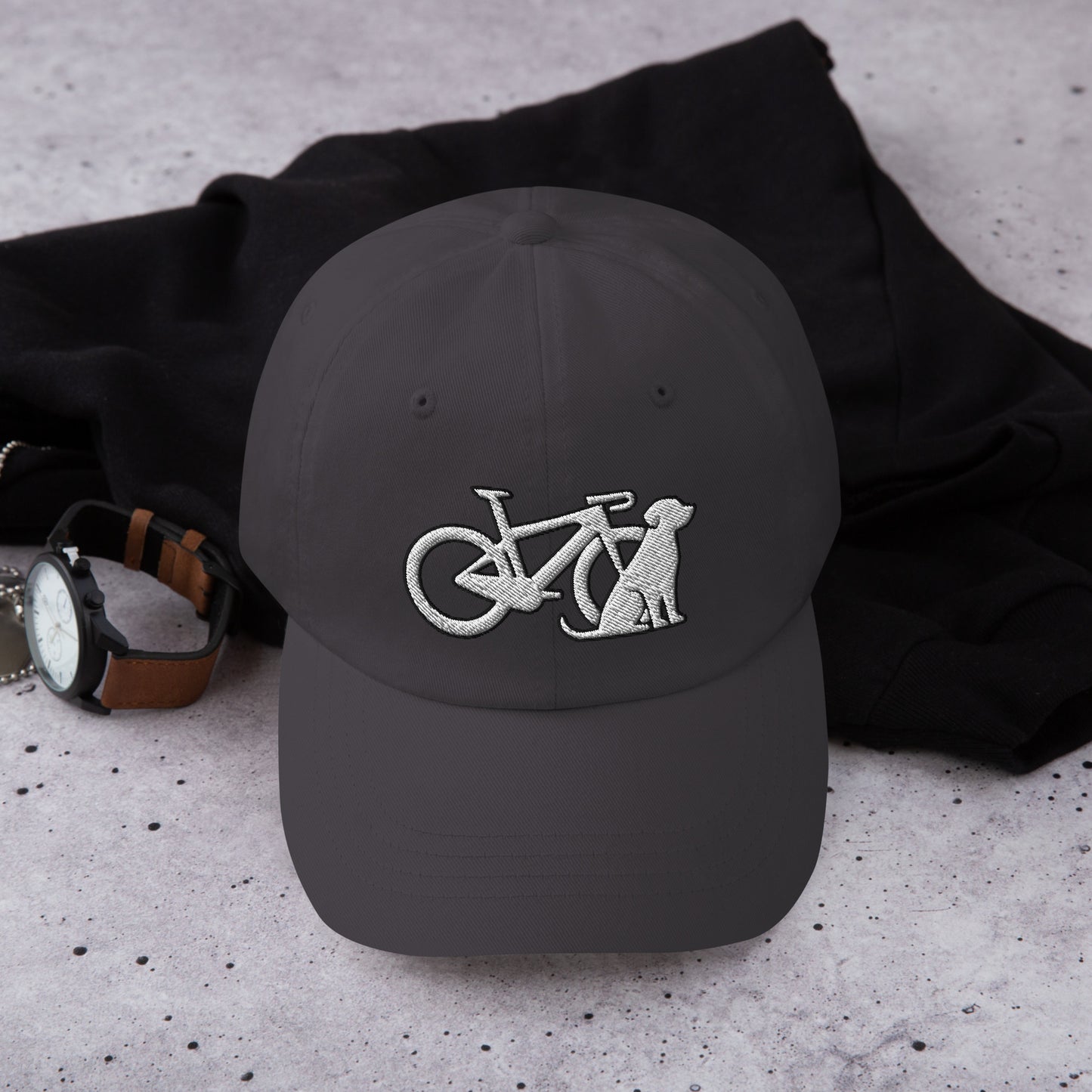 Race Bike and Dog Embroidered Hat