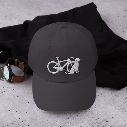 Race Bike and Dog Embroidered Hat