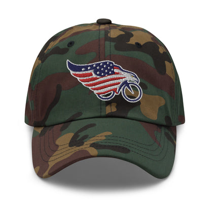 American Flag Eagle Bike Embroidered Hat