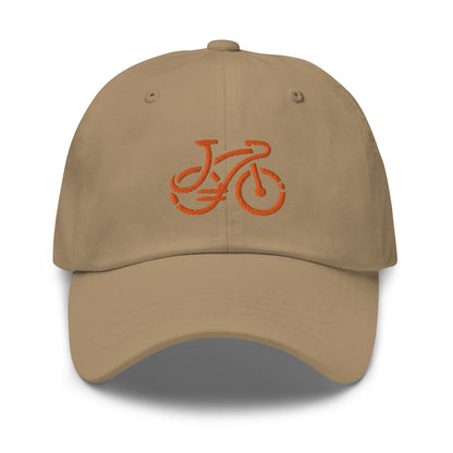 Cool Modern Bike Embroidered Dad khaki beige cap