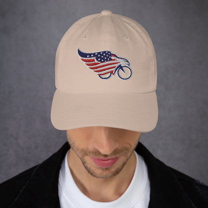 American Flag Eagle Bike Embroidered Hat