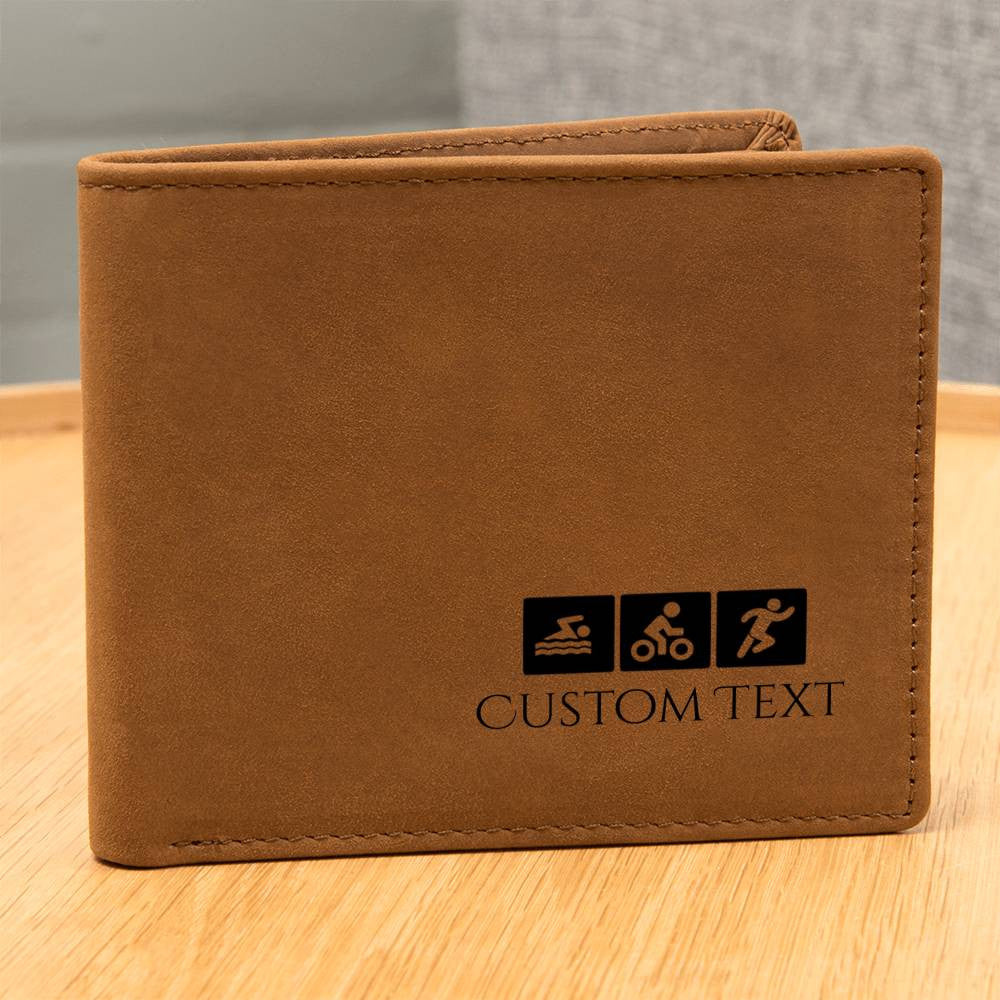 Personalized Triathlon Gift Leather Wallet for Men