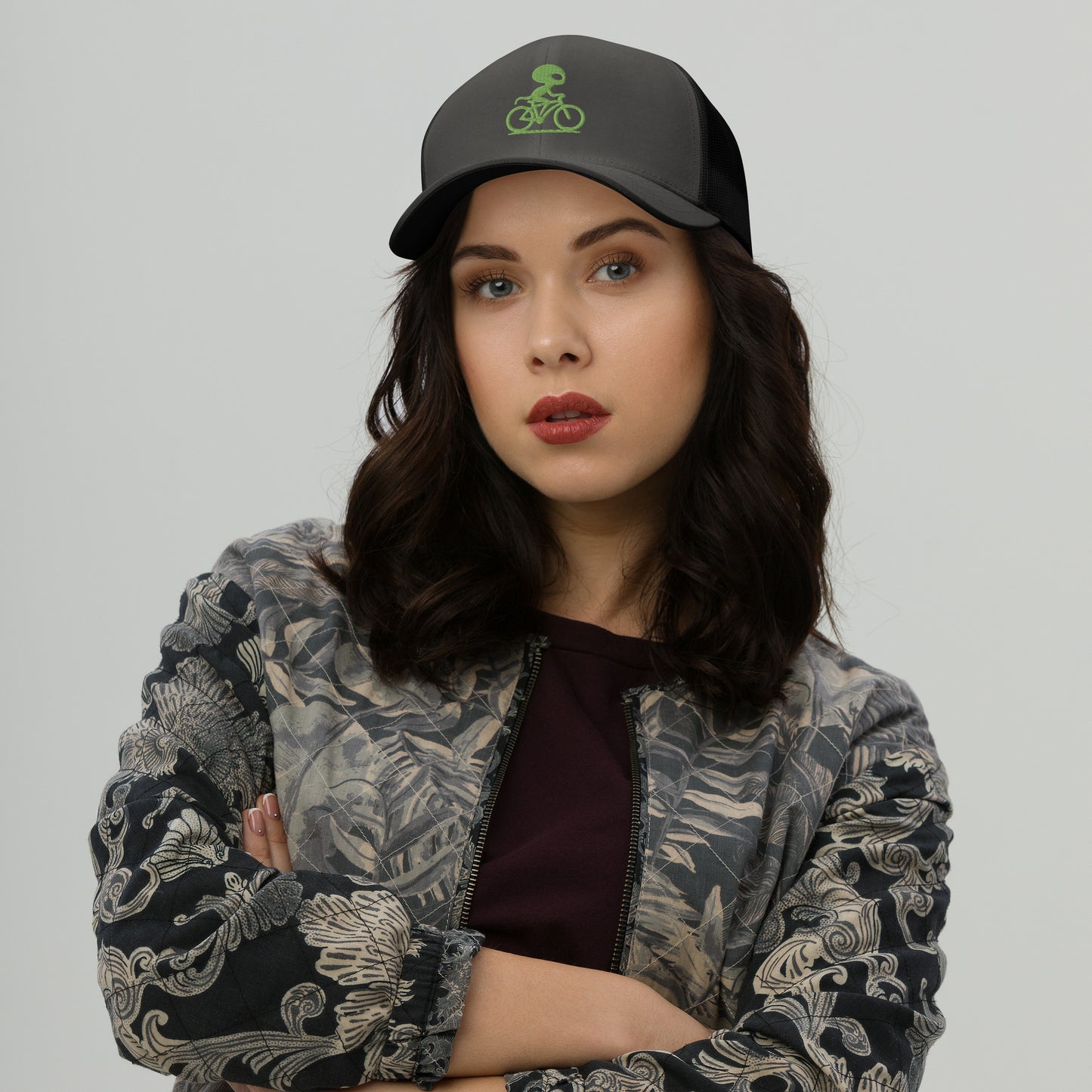 Alien and Bike Embroidered Trucker Hat