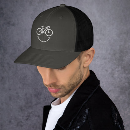 Happy Race Bike Embroidered Trucker Hat