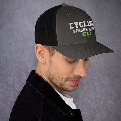 Cycling Season Mode ON Embroidered Trucker Hat