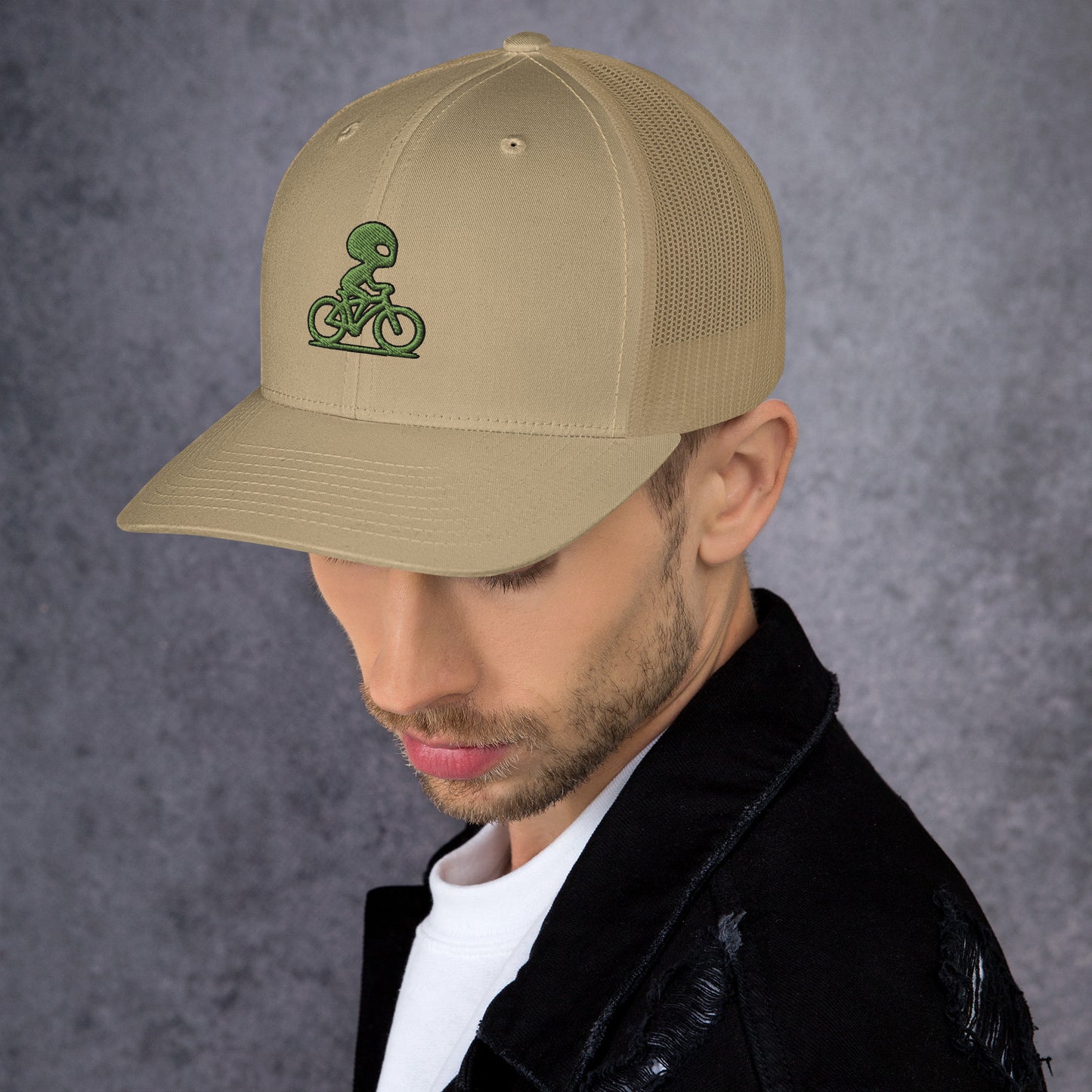 Alien and Bike Embroidered Trucker Hat