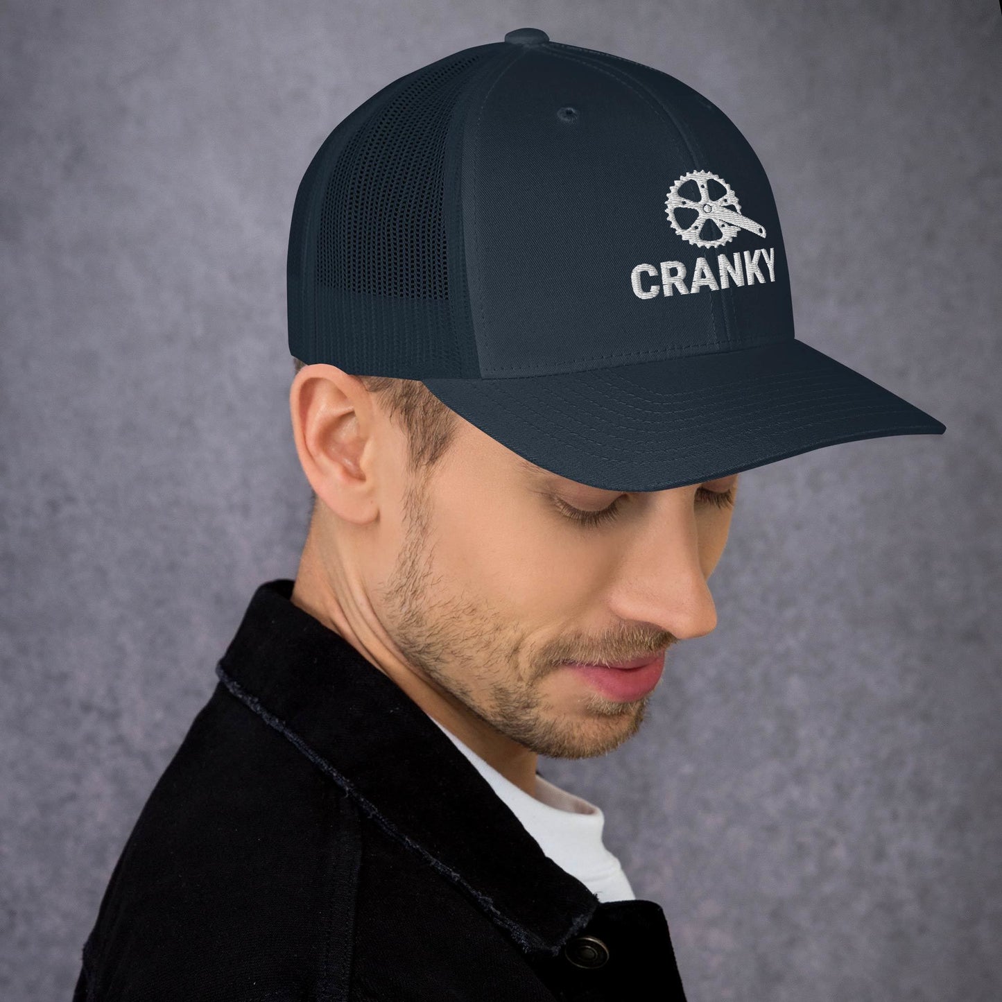 Funny Cranky Bike Lovers Embroidered Trucker Hat