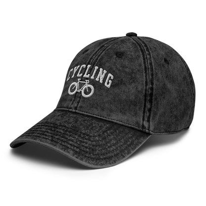 Cycling text and Bike Vintage Cotton Twill Hat