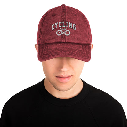 Cycling text and Bike Vintage Cotton Twill Hat