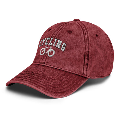 Cycling text and Bike Vintage Cotton Twill Hat