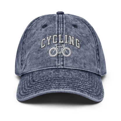 Cycling text and Bike Vintage Cotton Twill Hat