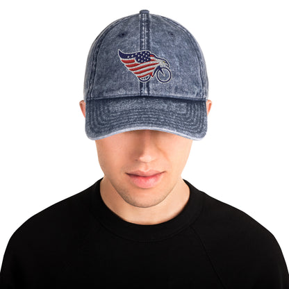 Eagle American Flag and Bike Cotton Twill Hat