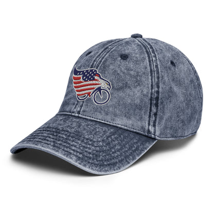 Eagle American Flag and Bike Cotton Twill Hat