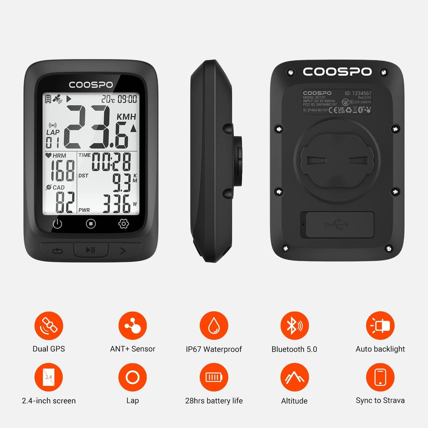 COOSPO Bike Computer GPS Wireless 8